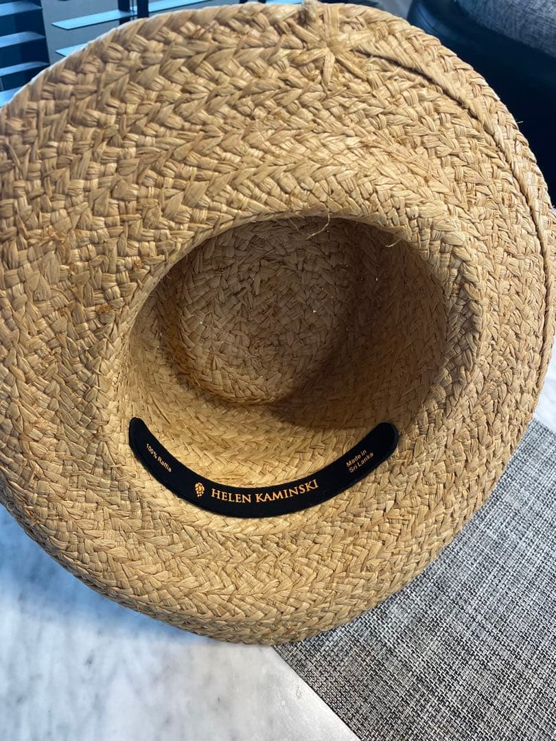 HELEN KAMINSKI ハットライナー付き ストローハット　ホワイトリボン