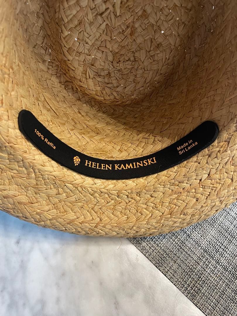 HELEN KAMINSKI ハットライナー付き ストローハット　ホワイトリボン