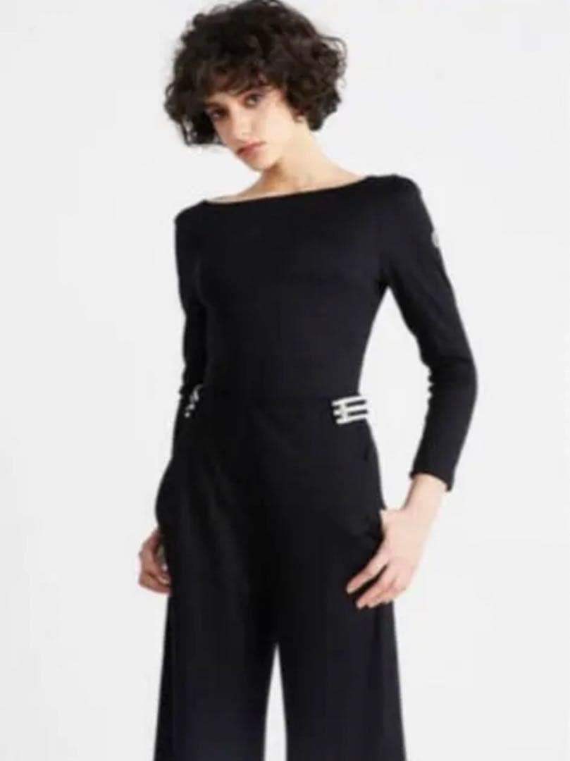 【新品タグ付】ボーダーズアットバルコニー ボートネックTシャツ ブラック 36