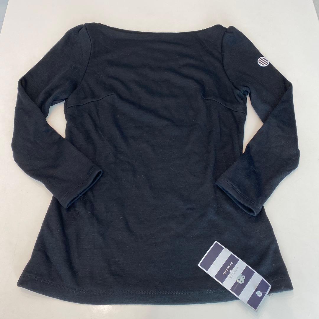 【新品タグ付】ボーダーズアットバルコニー ボートネックTシャツ ブラック 36