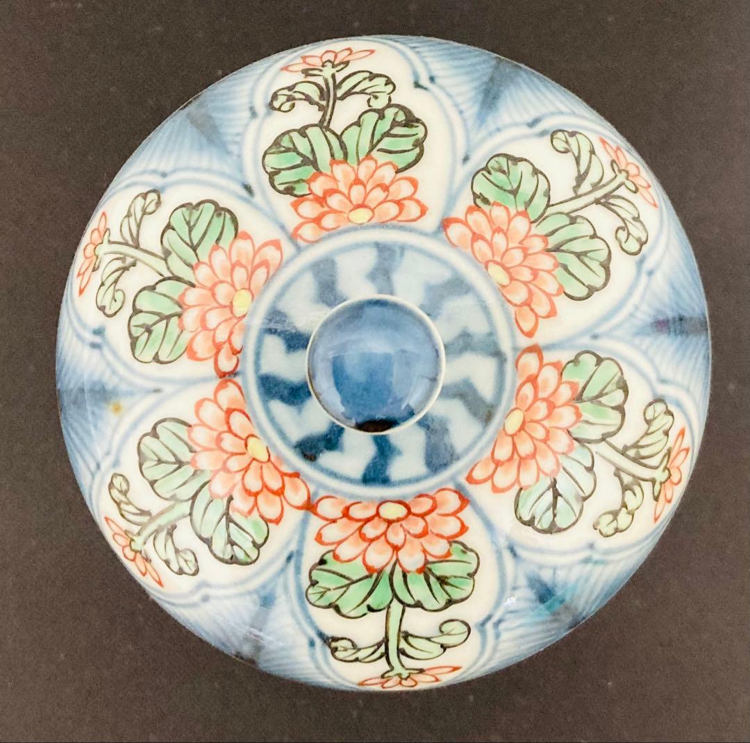 佐藤走波（六代）染錦草花文　蓋物