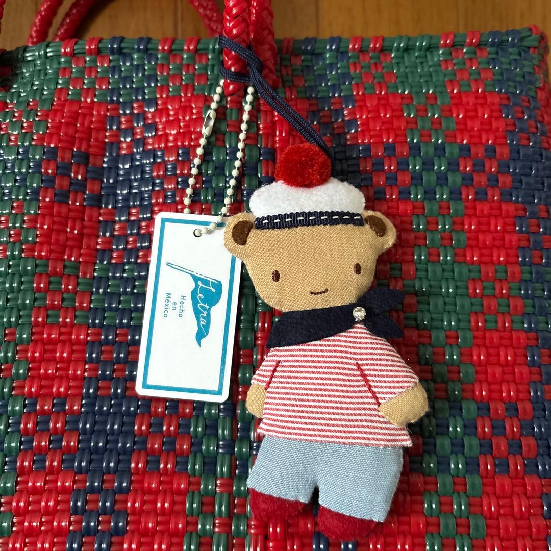 ファミリア　かごバッグ　メルカドバッグ　赤チェック