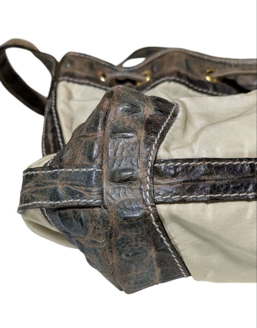 フェンディ FENDI 巾着 バケットバッグ クロコ型押し ヴィンテージ 正規品