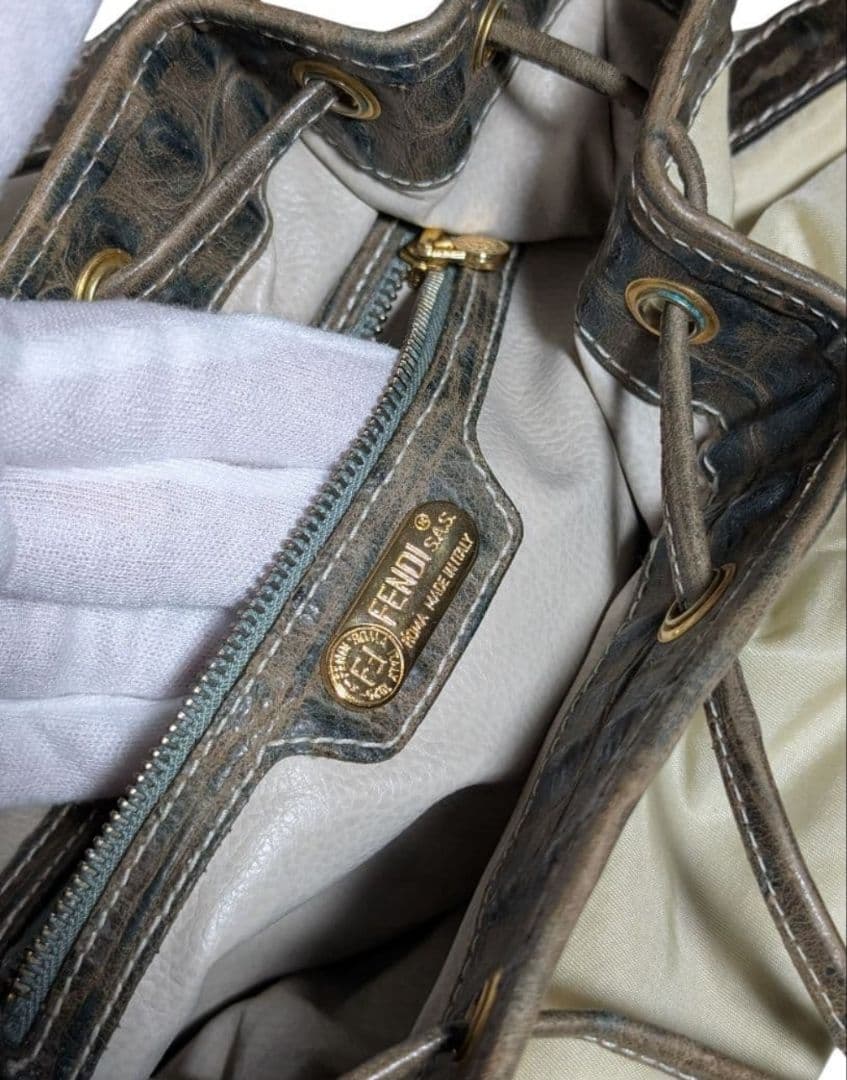 フェンディ FENDI 巾着 バケットバッグ クロコ型押し ヴィンテージ 正規品