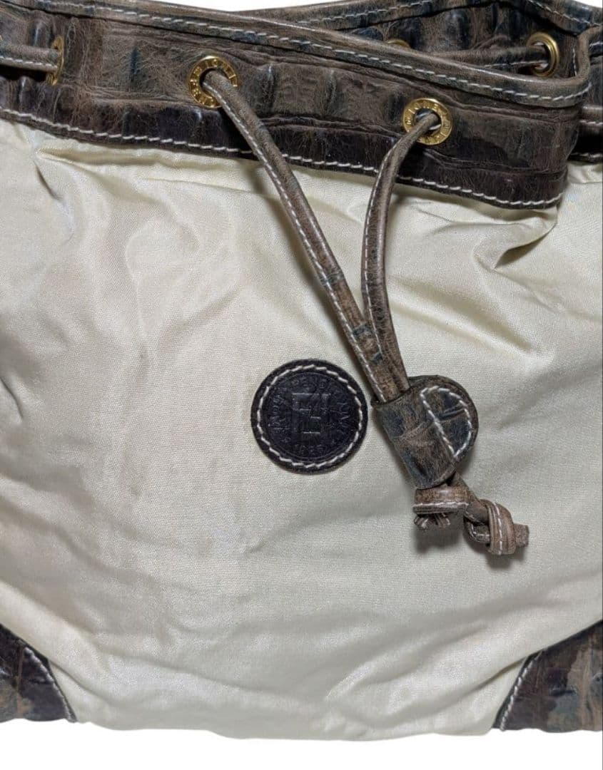 フェンディ FENDI 巾着 バケットバッグ クロコ型押し ヴィンテージ 正規品