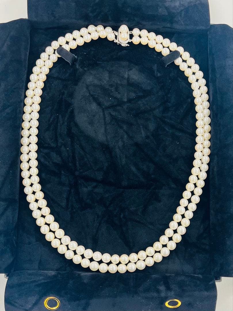 本真珠 二連パールネックレス 二重ネックレス 専用ケース付き