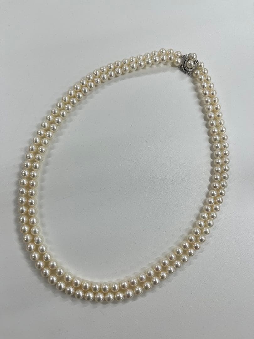 本真珠 二連パールネックレス 二重ネックレス 専用ケース付き