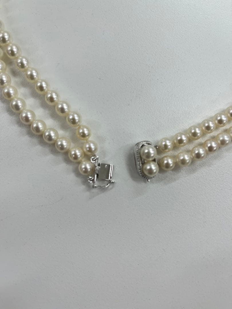 本真珠 二連パールネックレス 二重ネックレス 専用ケース付き
