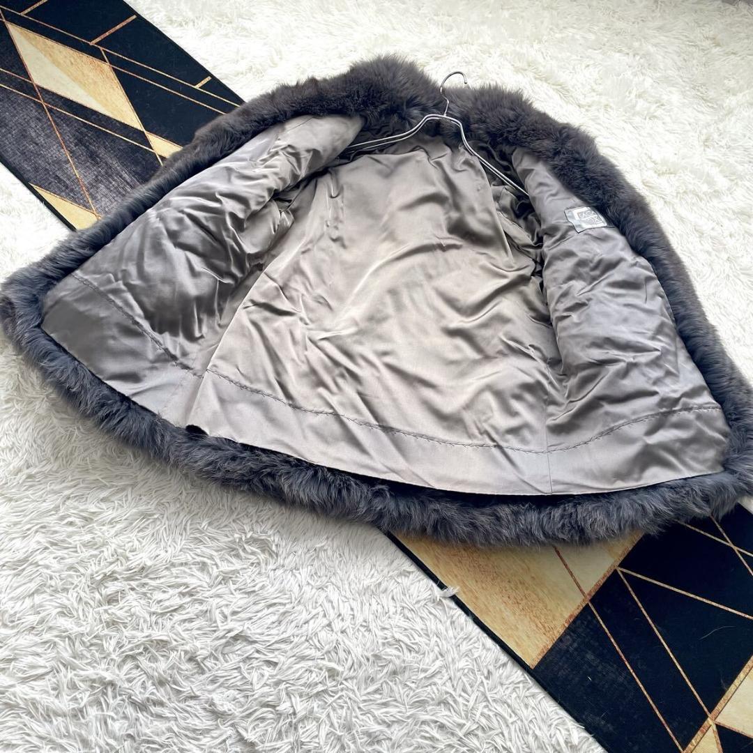 極肉厚◎/総丈85 アッシュブルー◎ サガフォックス ファーコート 毛皮 L