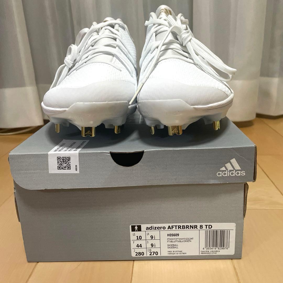 adidas ホワイト 金属スパイクシューズ 28cm