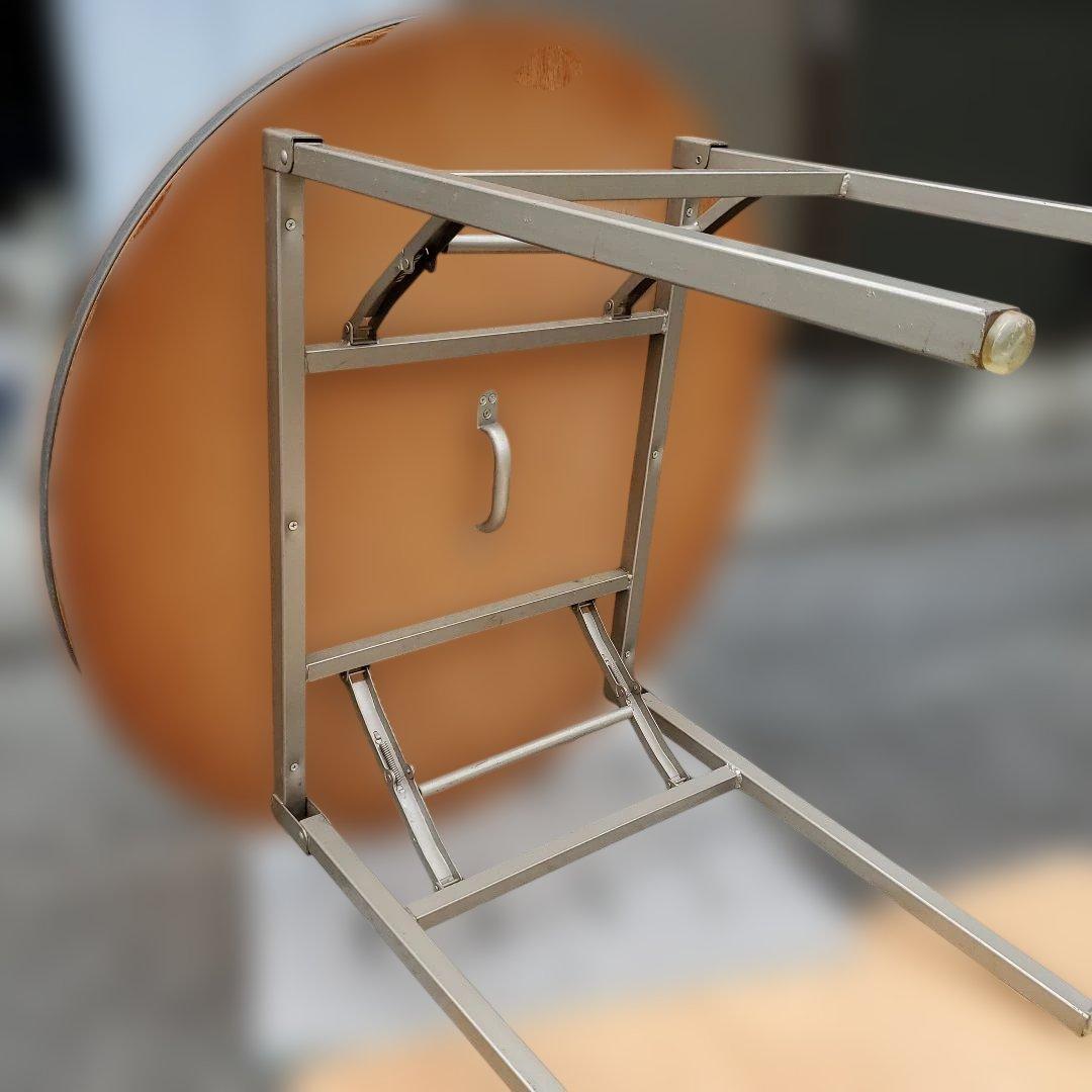 円形折りたたみテーブル ブラウン