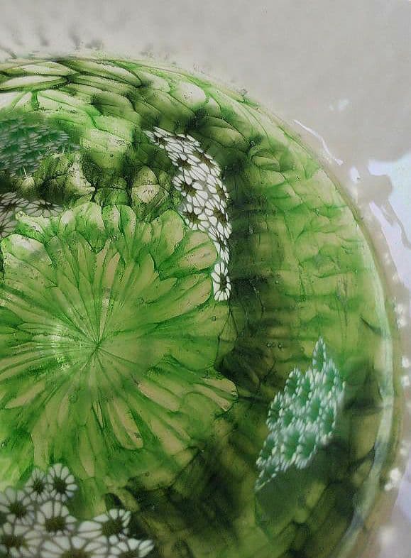 ★花のムリーニと銀箔★インカルモ茶碗