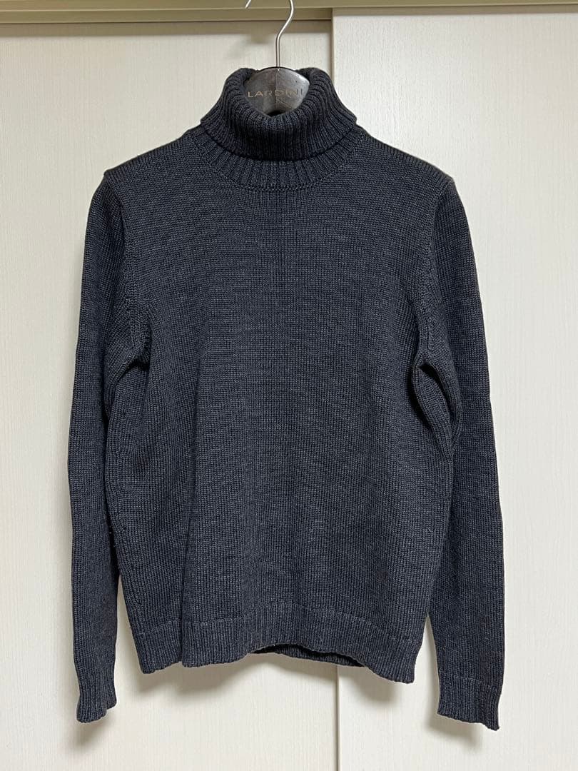 良品 イタリア製 ZANONE 48 ウールタートルネックニット グレー