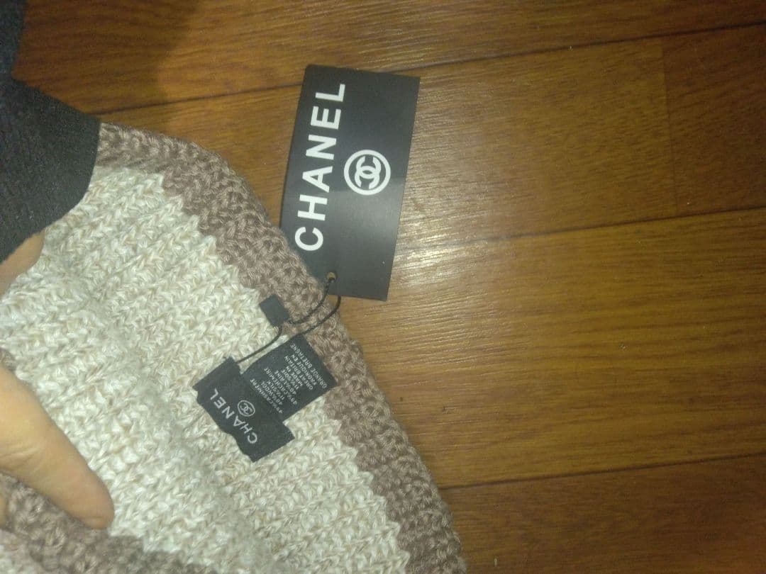CHANEL ニット帽 ベージュ/ブラウン