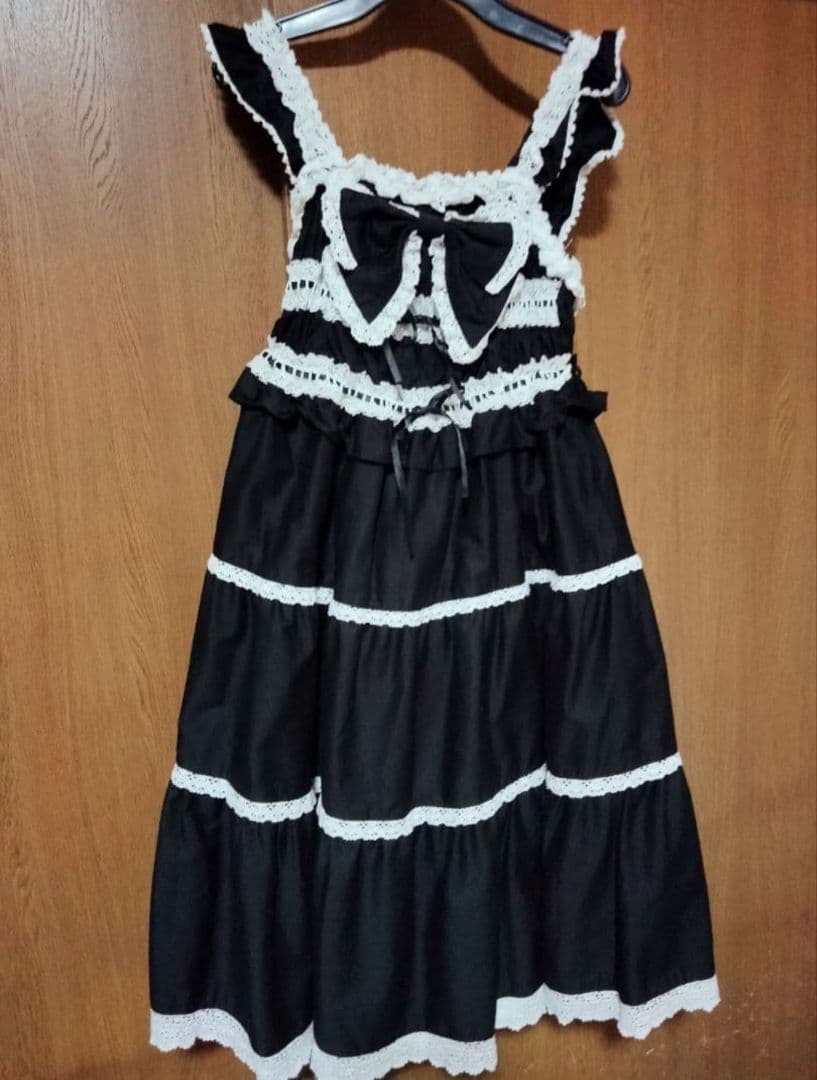 BABY シャーリングベビードールジャンパースカート 黒