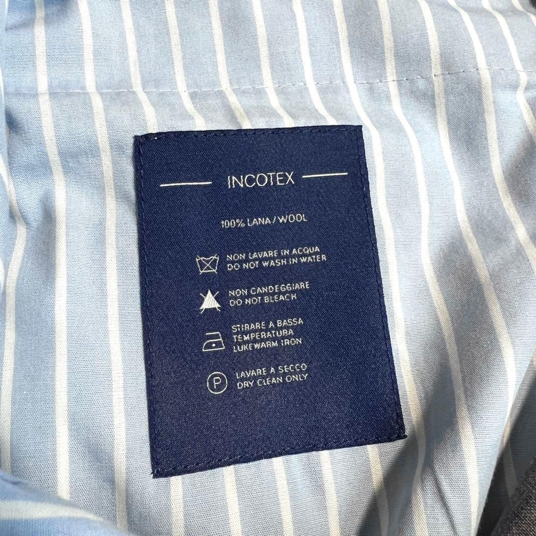 【極美品】INCOTEXインコテックス ウールスリムスラックス ライトグレー44