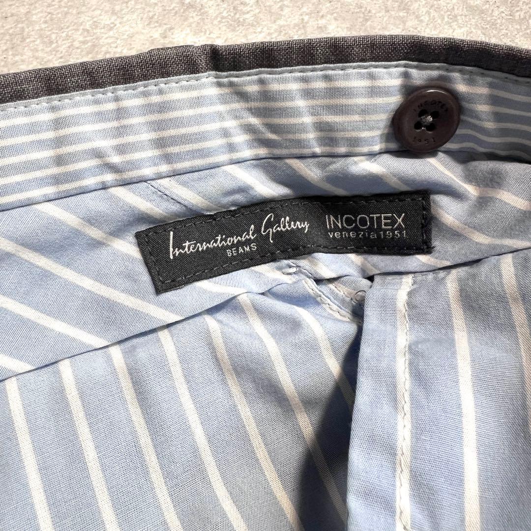 【極美品】INCOTEXインコテックス ウールスリムスラックス ライトグレー44