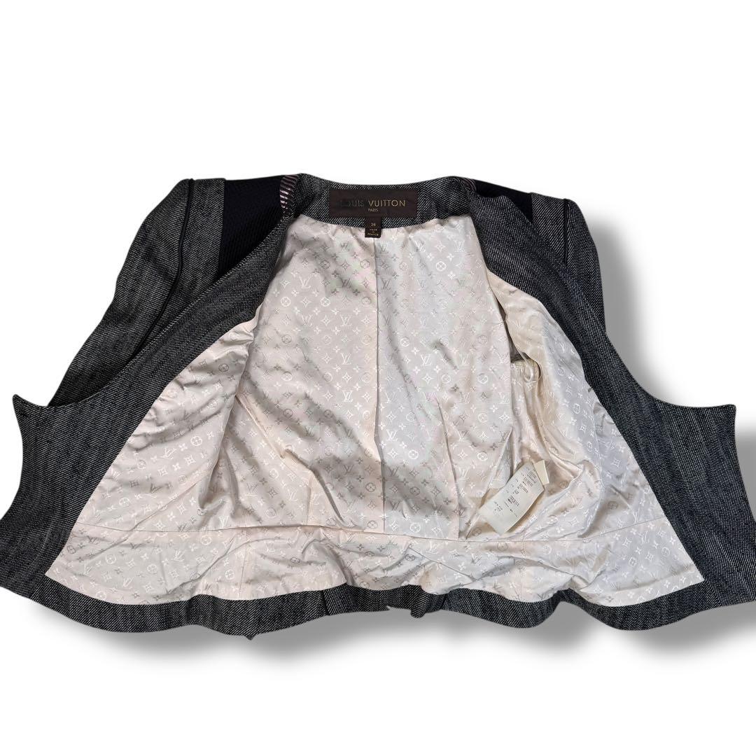 美品 LOUIS VUITTON モノグラム 異素材 切替 コルセットジャケット