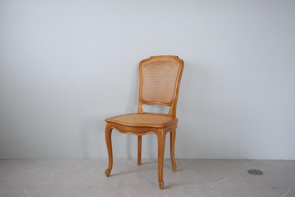 フランスアンティーク猫脚ダイニングチェア/椅子イス/籐ラタン(90-190-4)