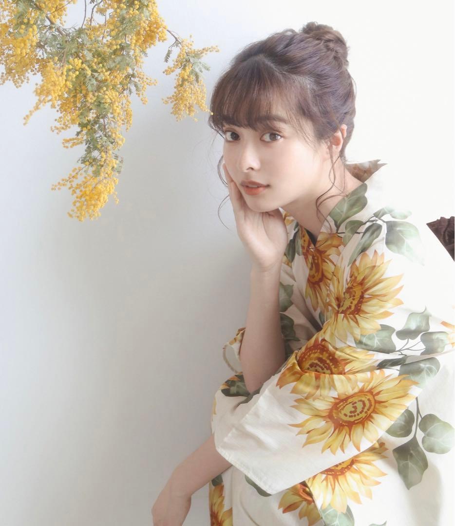 KYOETSU セパレート浴衣 陽夏燦々 ひまわり柄 京越 黄色 イエロー