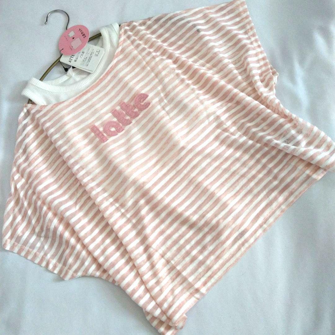 メル19034★新品 ピンクラテ★シアーTシャツコ－デセット 130