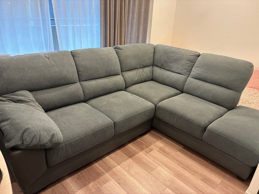 【東京都内引き取り限定】ニトリ　ソファ　布＆合皮コーナーソファ　3人掛け L字型