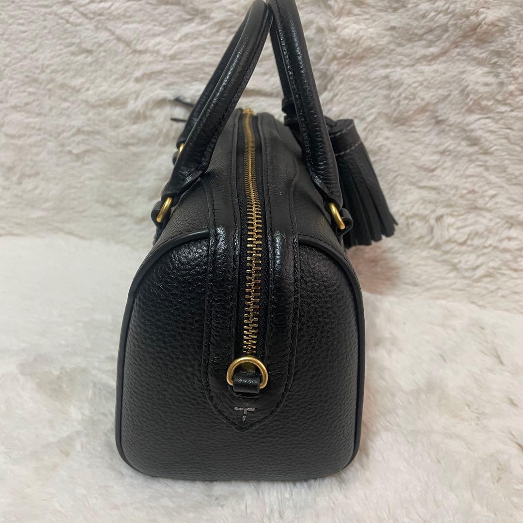 極美品‼️ トリーバーチ　レザー　ミニボストンバッグ　2WAY 黒　ハンドバッグ