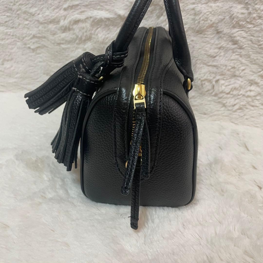 極美品‼️ トリーバーチ　レザー　ミニボストンバッグ　2WAY 黒　ハンドバッグ