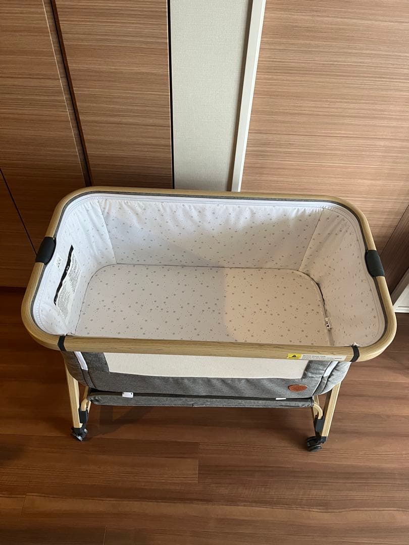 HZDMJ ベビーベッド マット&敷きパッド付　グレー