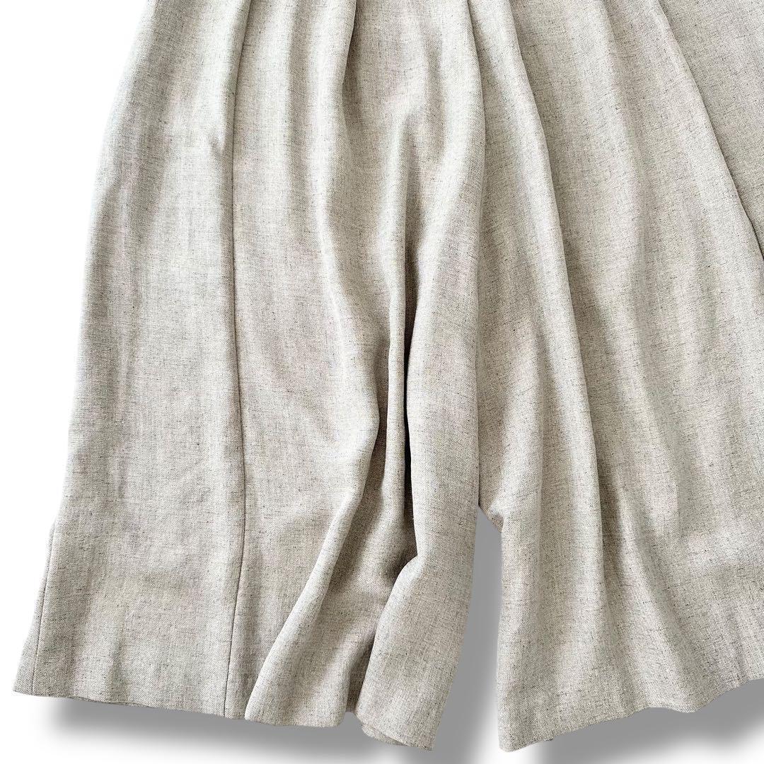 新品 ビアズリー 麻調合繊 前後パンツ 2way ガウチョ ベージュ F