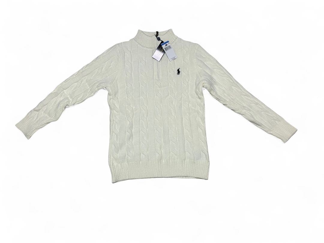 ポロ・ラルフ・ローレン ホワイト ケーブルニットセーター