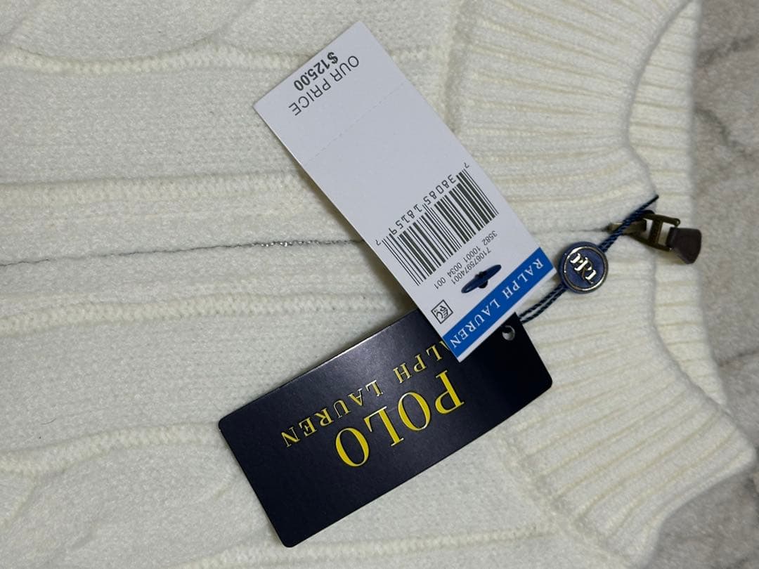 ポロ・ラルフ・ローレン ホワイト ケーブルニットセーター