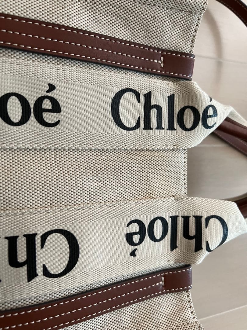 Chloe ウッディキャンバストートバッグ　ショルダーバッグ