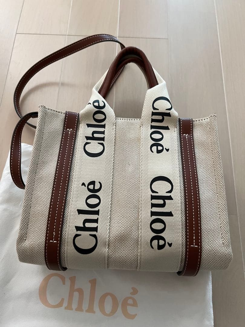 Chloe ウッディキャンバストートバッグ　ショルダーバッグ