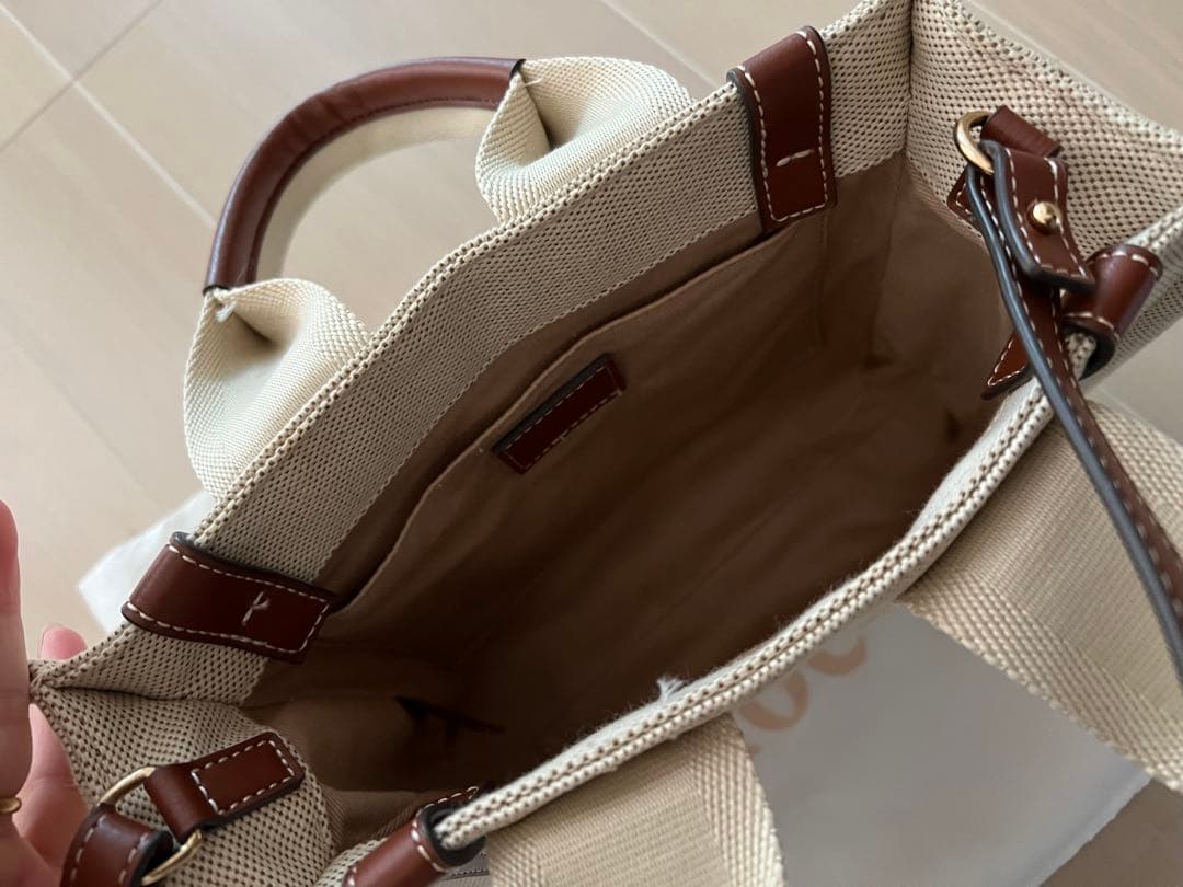 Chloe ウッディキャンバストートバッグ　ショルダーバッグ