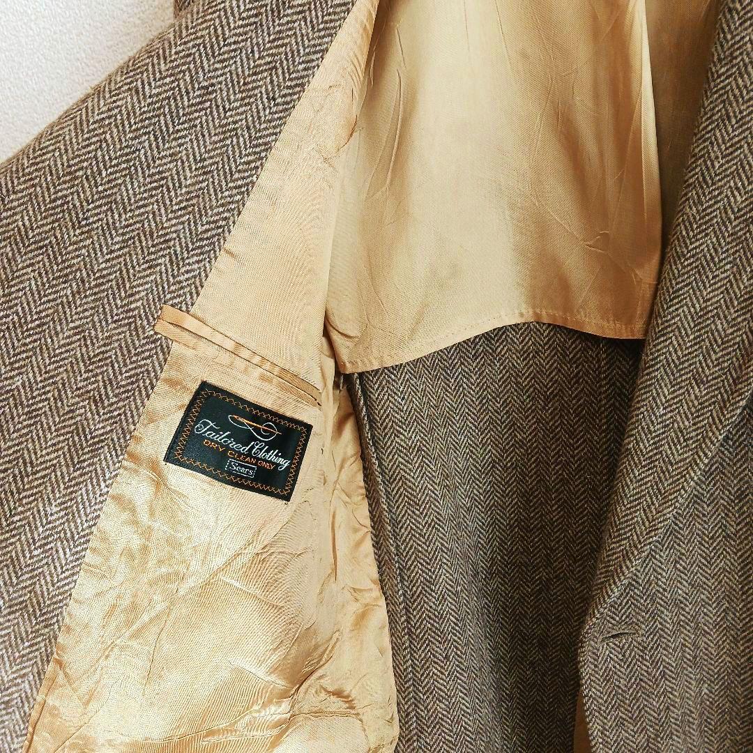 Sears ブラウン ツイード ジャケット ウール ヘリンボーン ヴィンテージ