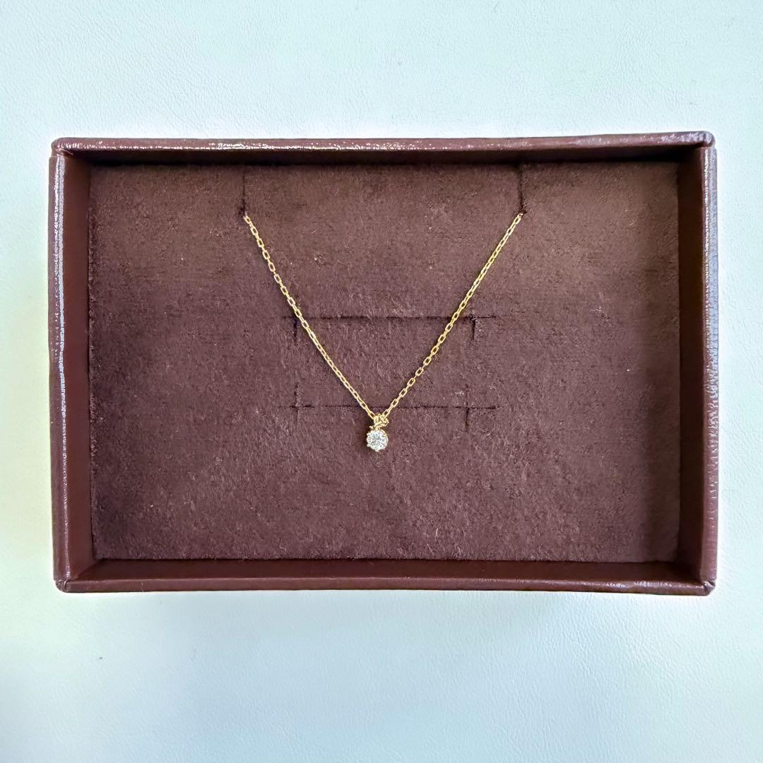 【agete】k18　ダイヤモンドネックレス　一粒石