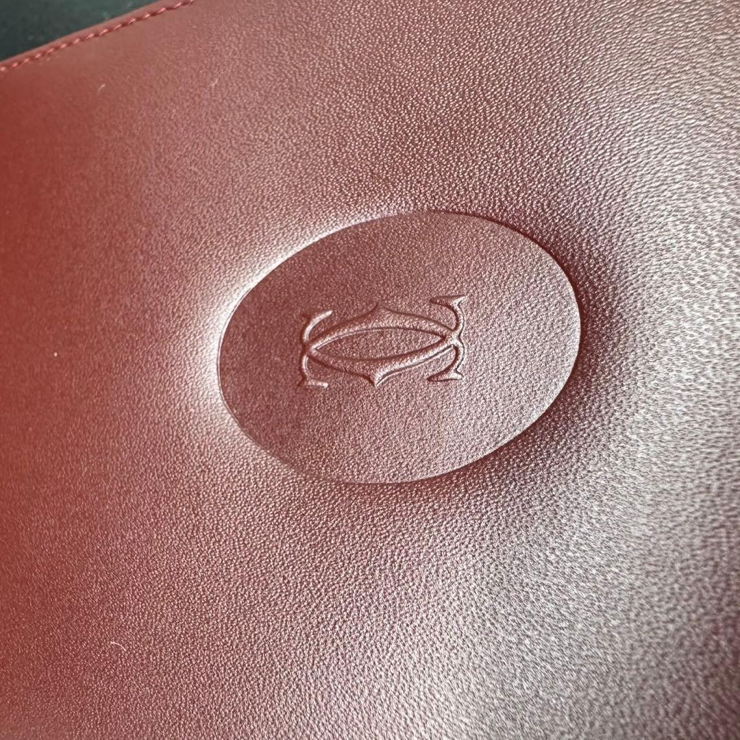 未使用級 Cartier カルティエ 長財布 札入れ カード入れ レザー 赤茶