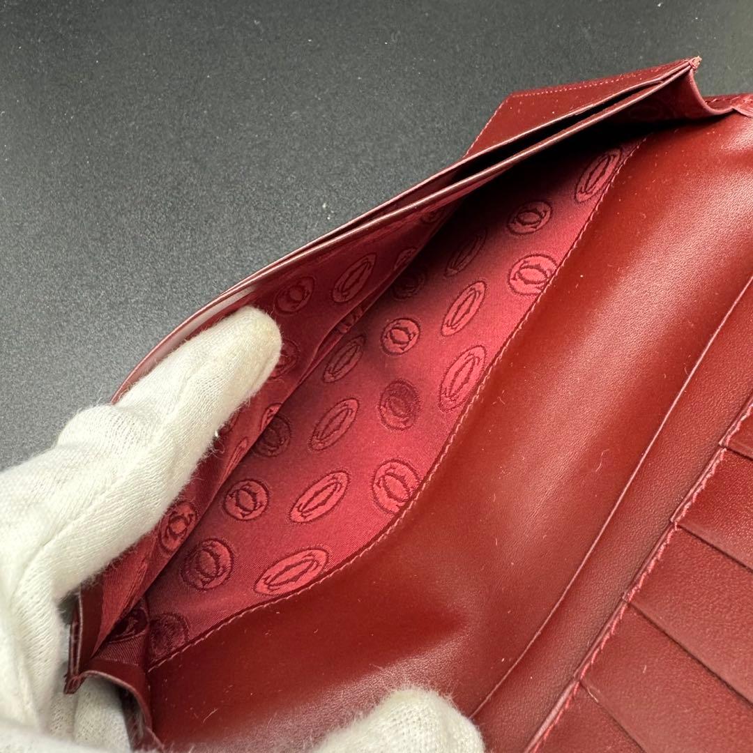 未使用級 Cartier カルティエ 長財布 札入れ カード入れ レザー 赤茶