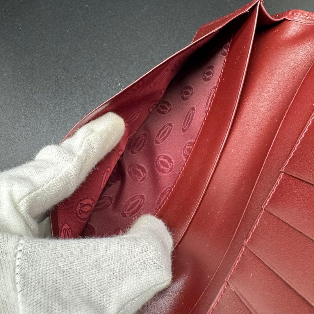 未使用級 Cartier カルティエ 長財布 札入れ カード入れ レザー 赤茶