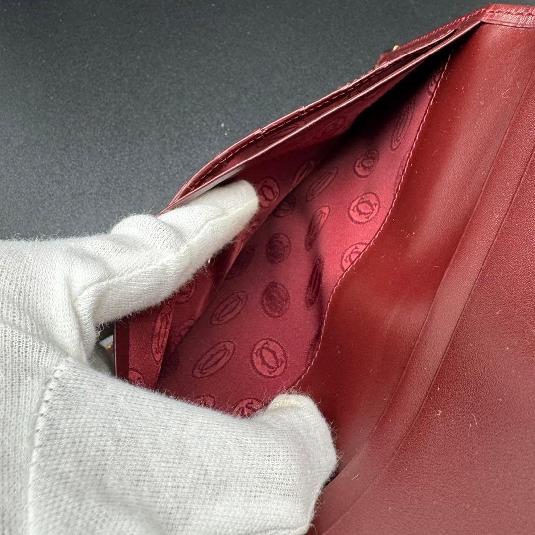 未使用級 Cartier カルティエ 長財布 札入れ カード入れ レザー 赤茶