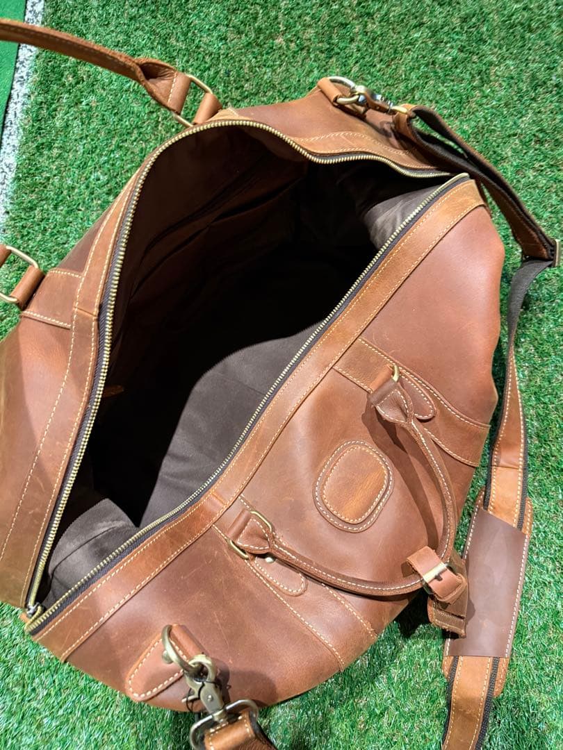 本革　レザーボストンバッグ 大容量 ブラウン