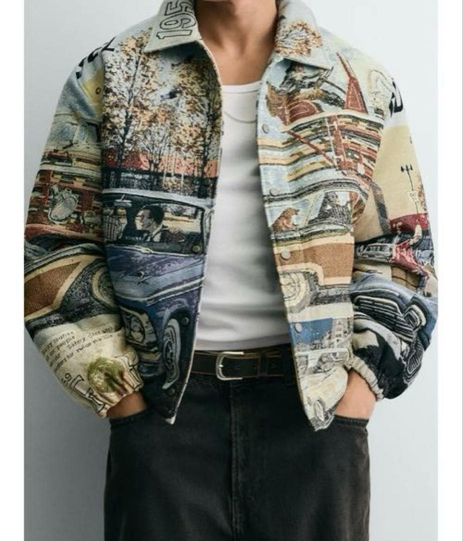 タグ付き新品★ZARAのフォードジャガードパフジャケット★Mサイズ★単一★完売品