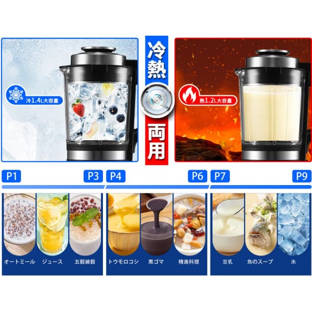 ミキサー ブレンダー 1.75L大容量 加熱調理 1台14役 予約調理