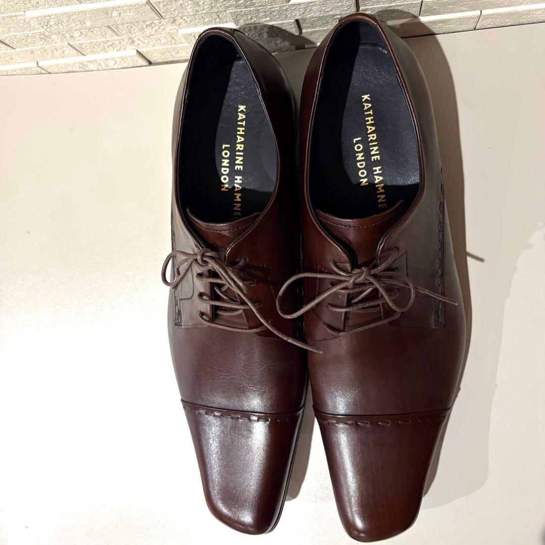 極美品　キャサリンハムネット 本革 レザー ビジネスシューズ 26cm ブラウン