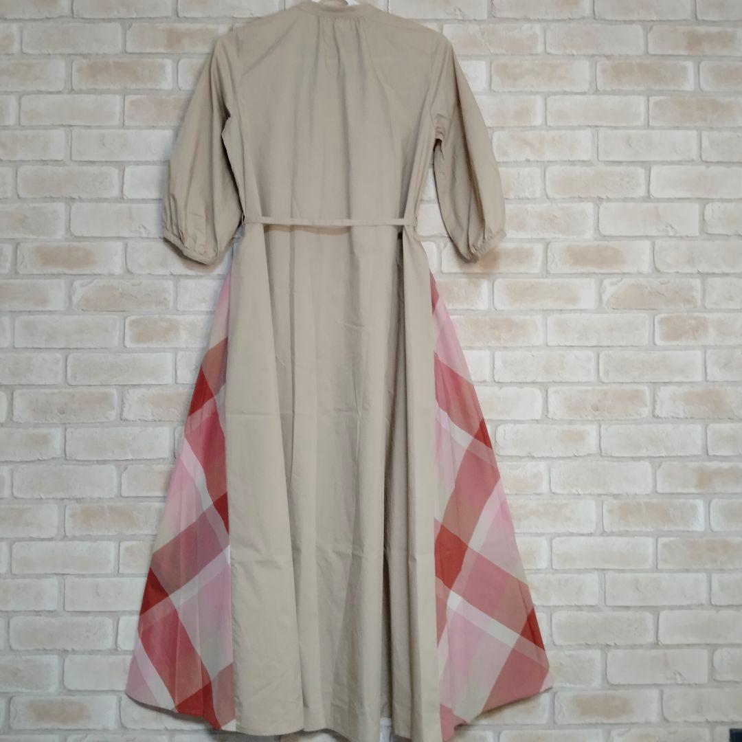 ブルーレーベル ロング ワンピース ベージュ ピンク チェック 38