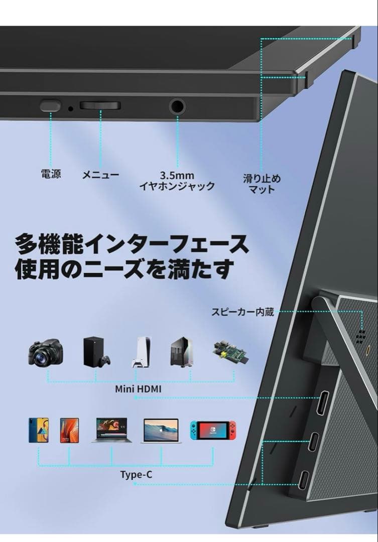 モバイルモニター モバイルディスプレイ 14インチ非光沢IPSパネル