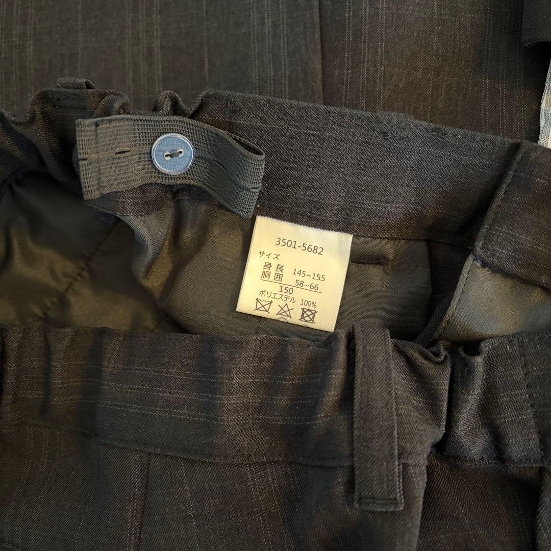 ビームス BEAMS フォーマルスーツ 黒 チェック 150cm 卒業式