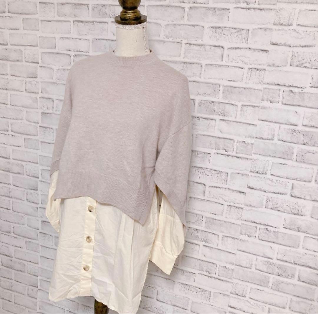 【人気】ENFOLD 21SSメリノウールKNIT×SHプルオーバー レイヤード