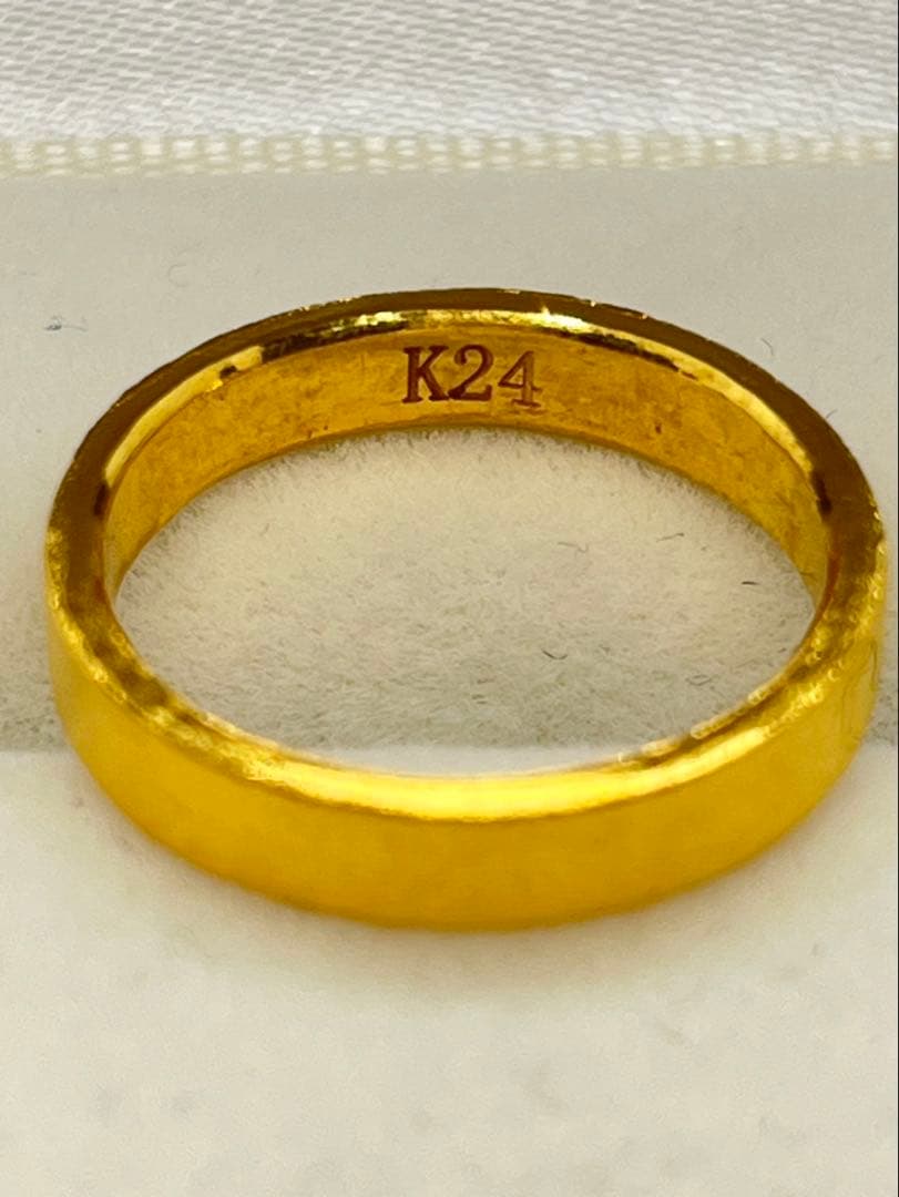 ミーさんK24 純金平打ちマットリング 4.8g刻印あり ハンドメイド